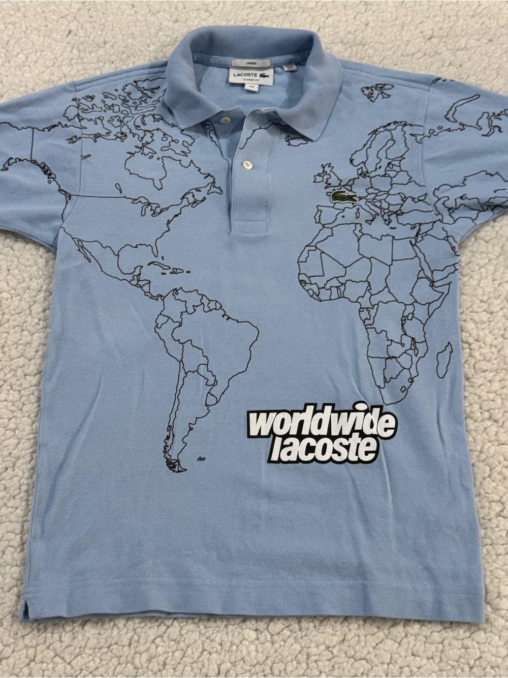 Lacoste Worldwide Light Blue Classic Fit Polo with Crocodile Logo, Unisex XXS